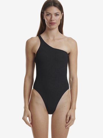 Wolford Bralette Swimsuit ' High Leg One Piece ' in Black: front