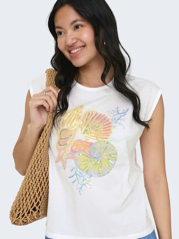 ONLY T-Shirt 'ONLELA' in Weiß