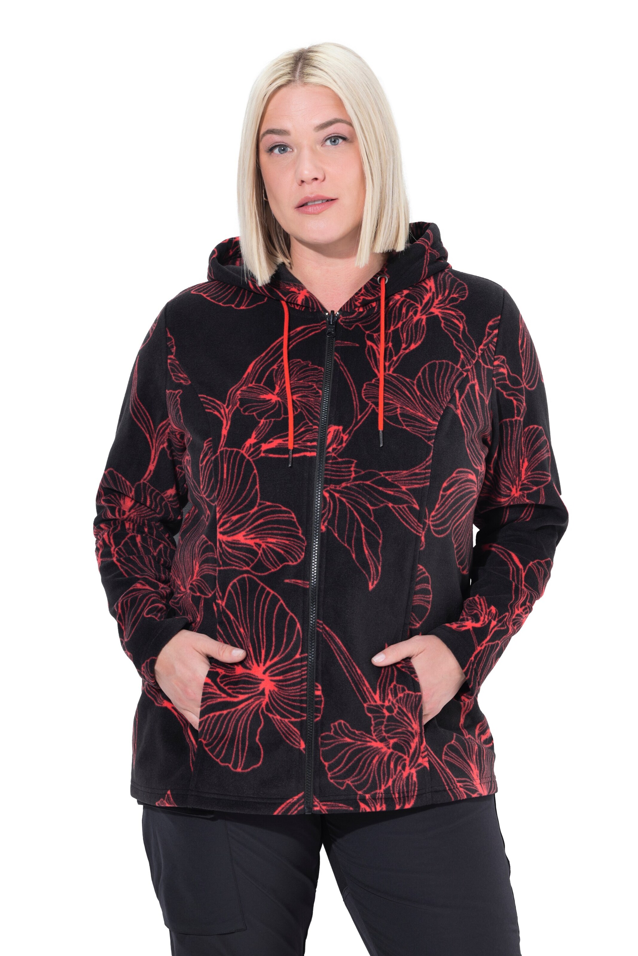 Ulla Popken Sweatjacke in Schwarz: Vorderseite