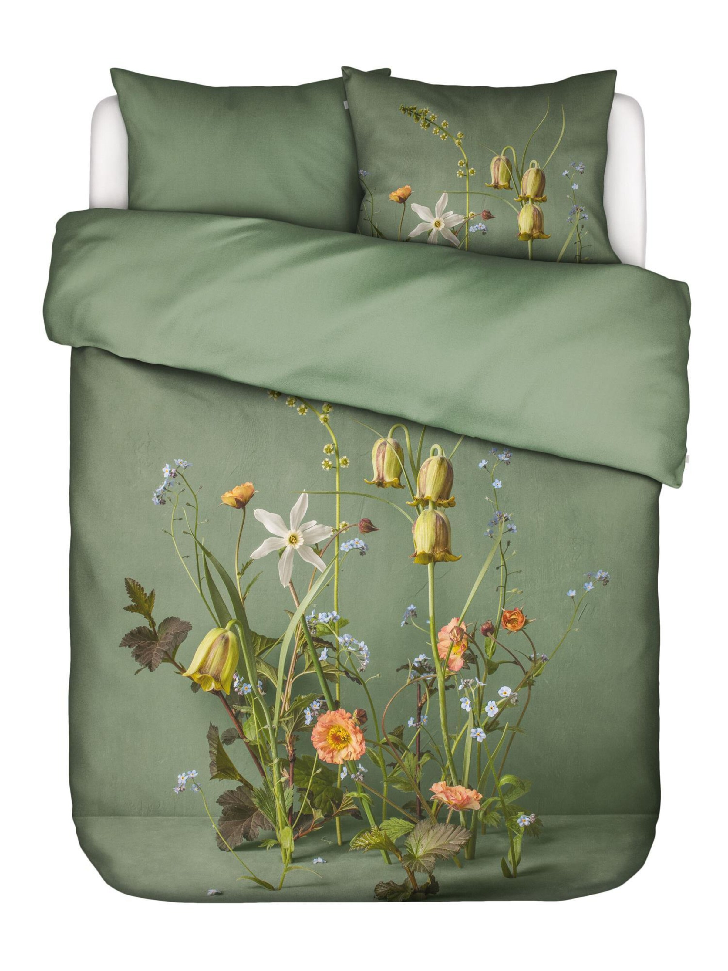 ESSENZA Duvet Cover 'Ficaria' in Green: front