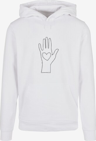 Felpa 'Peace - Scribble Hand Heart' di Merchcode in bianco: frontale