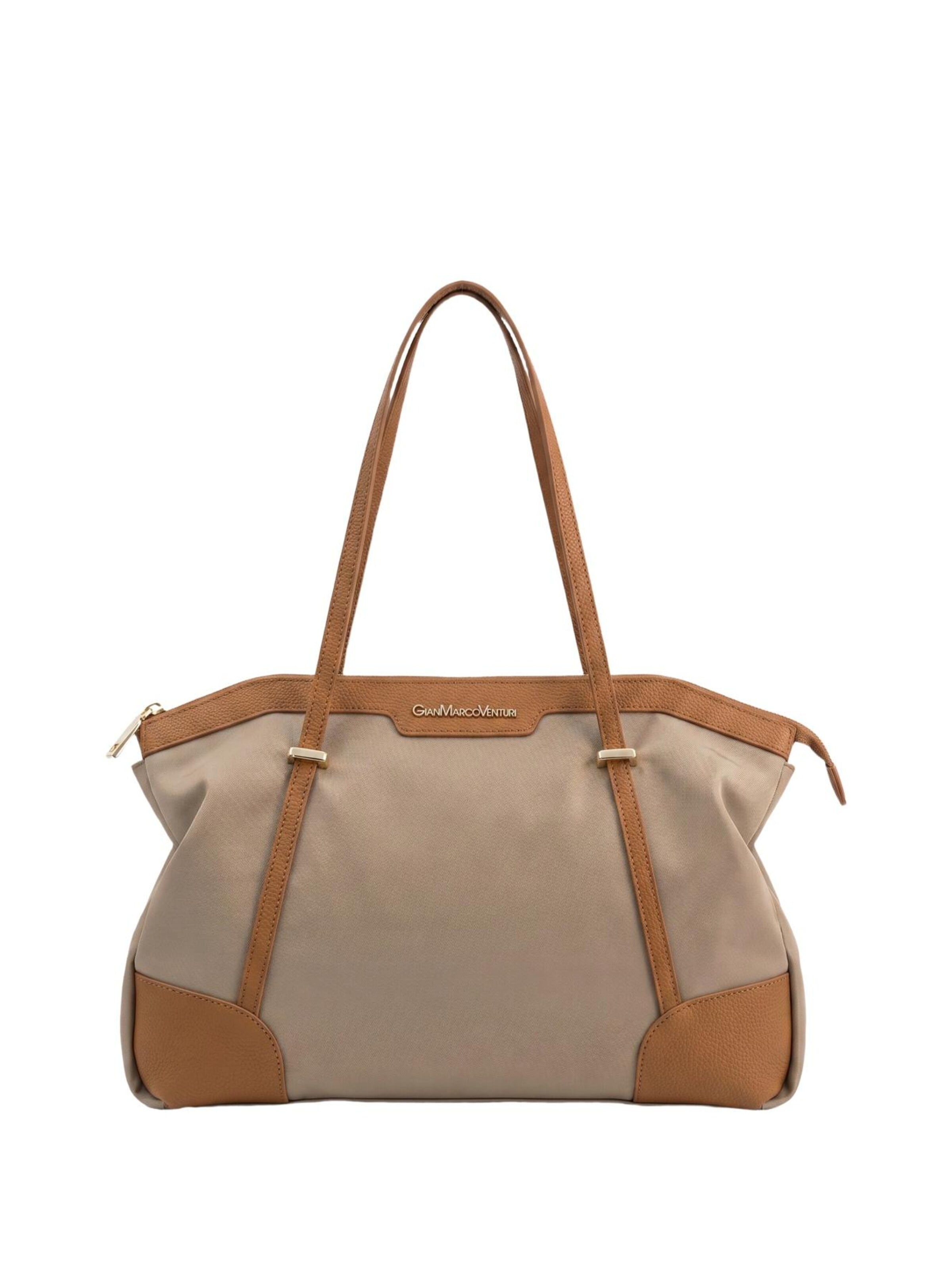 Borsa a spalla di GianMarco Venturi in beige: frontale