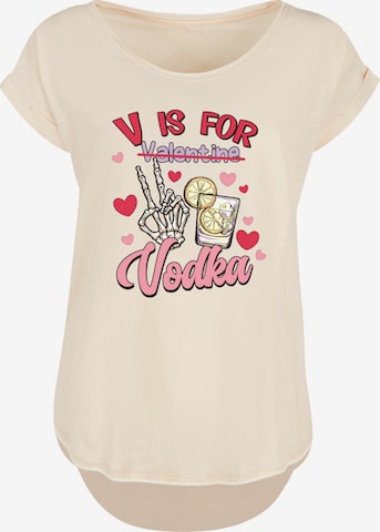 T-shirt 'Anti Valentinstag V is for Vodka' F4NT4STIC en beige : devant