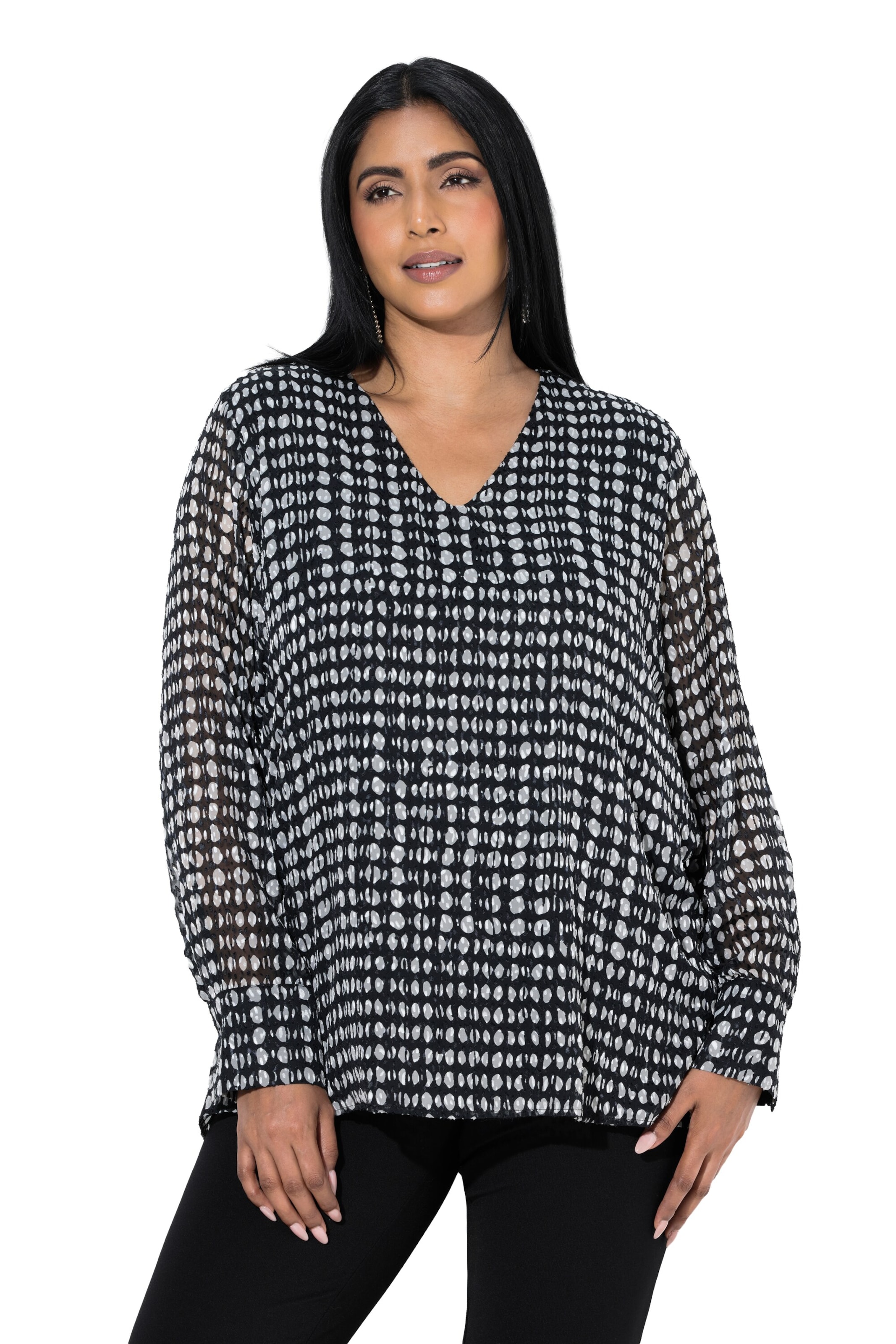 Ulla Popken Blouse in Zwart: voorkant