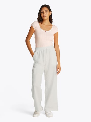 Wide leg Pantaloni di Tommy Jeans in bianco