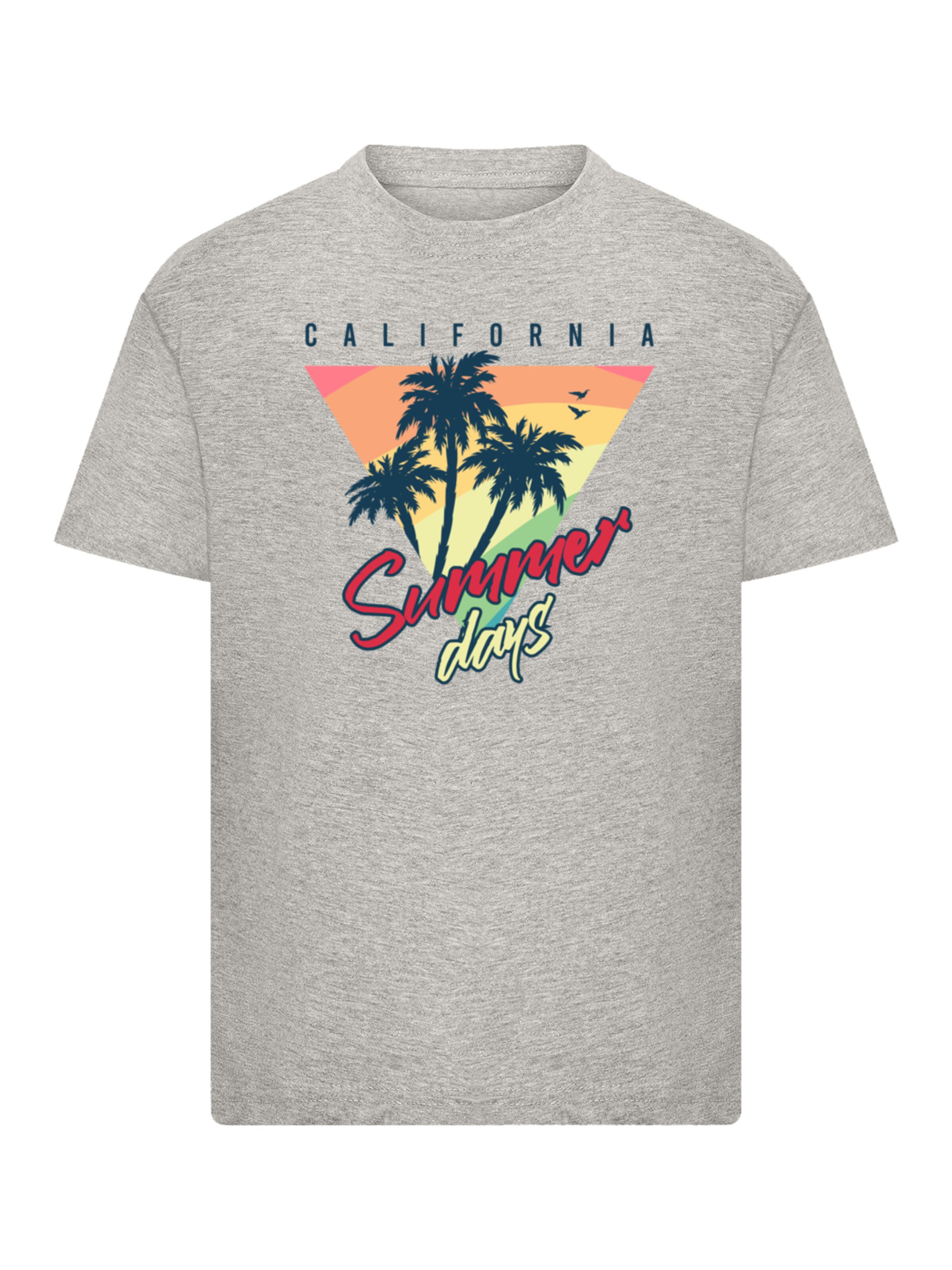 F4NT4STIC T-Shirt 'California Palmen Retro' in Grau: Vorderseite