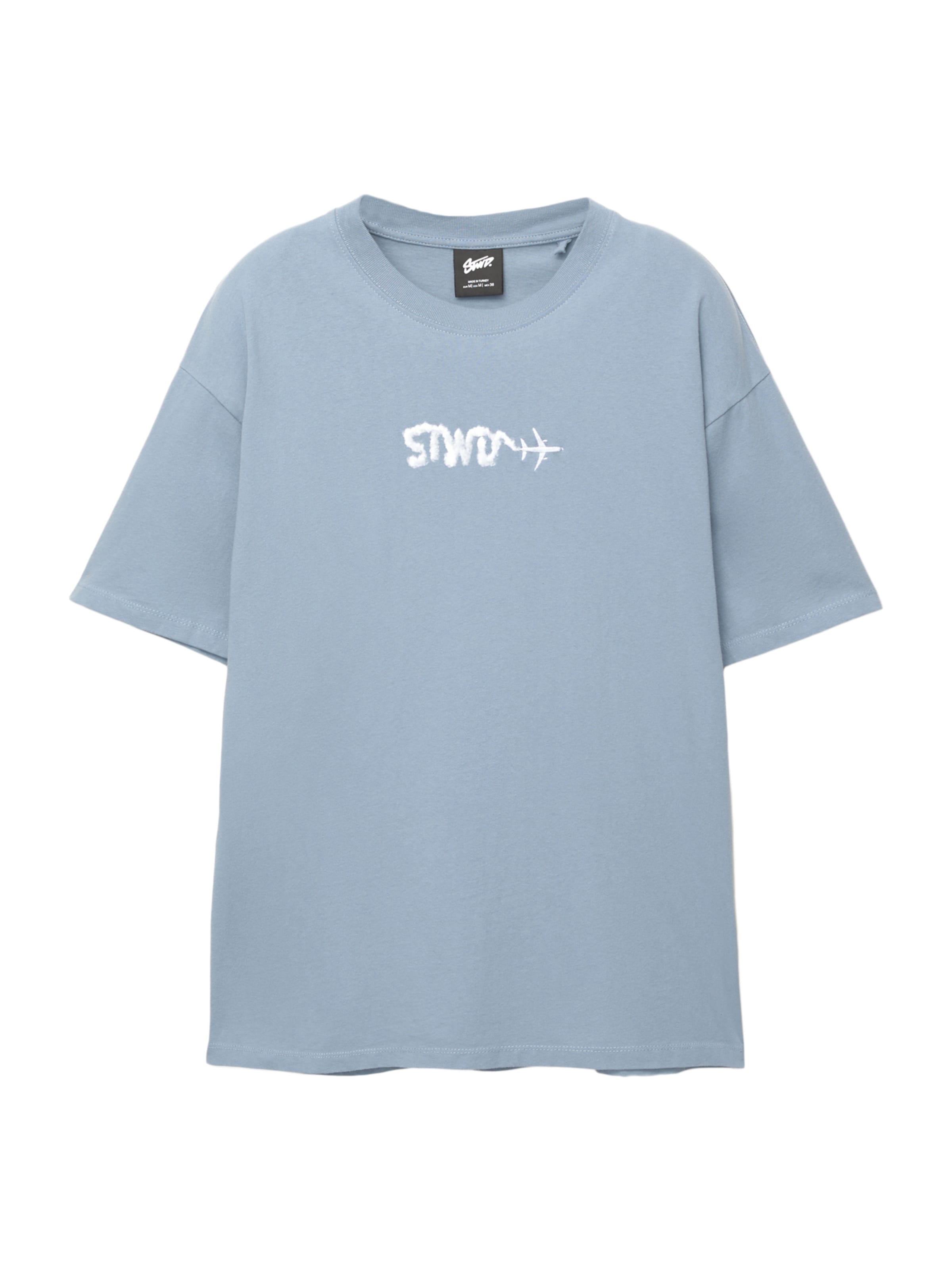 világoskék / fehér Pull&Bear Póló 'STWD', Termék nézet