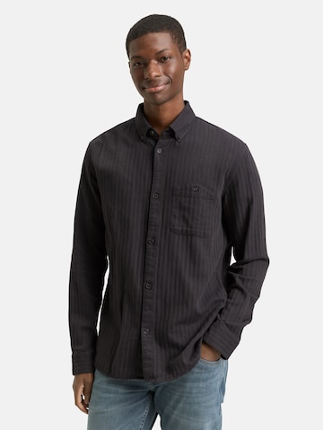 TOM TAILOR DENIM Regular fit Button Up Shirt in Black: front