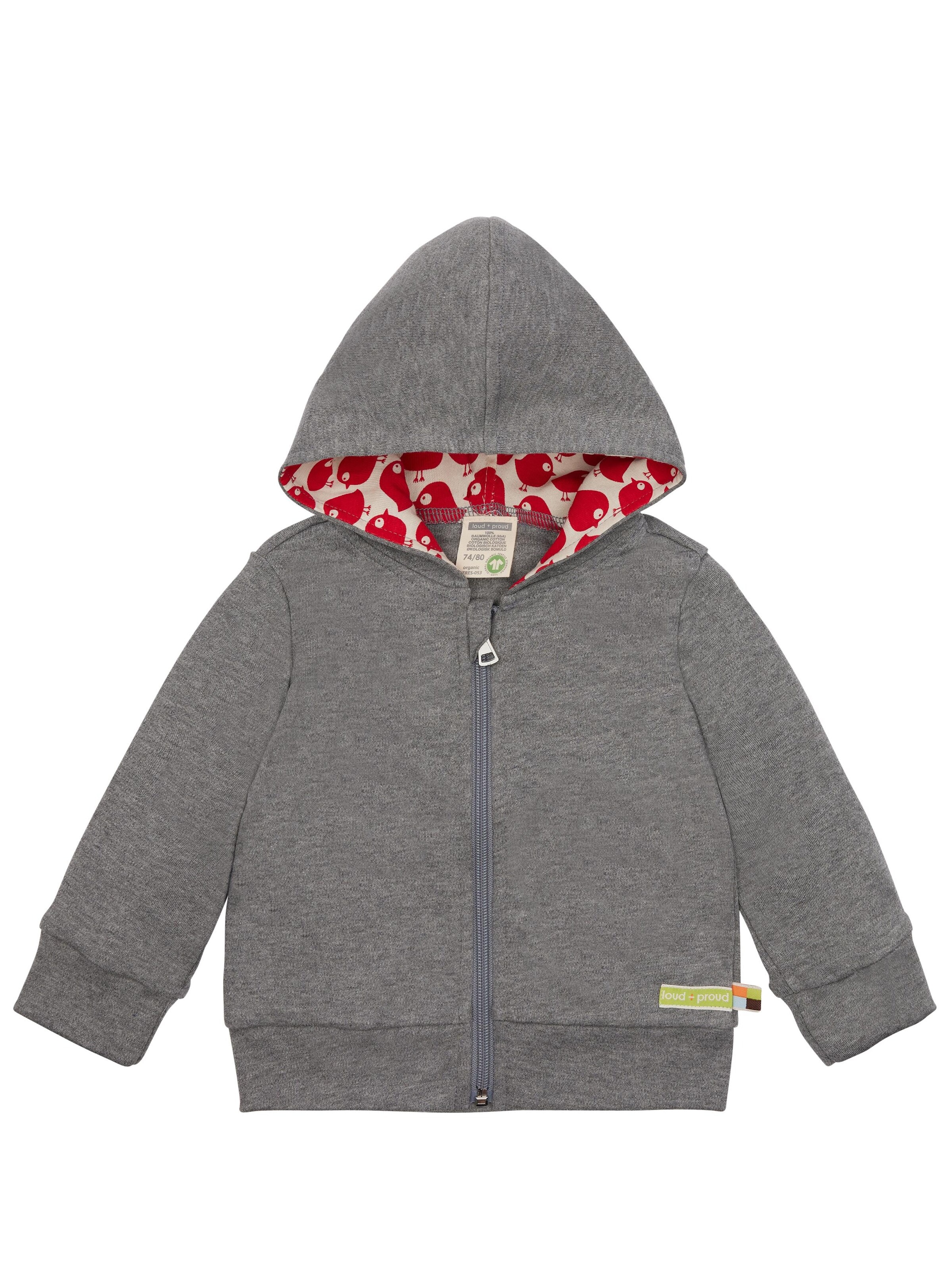 loud + proud Zip-Up Hoodie 'Interlock' in Grey: front