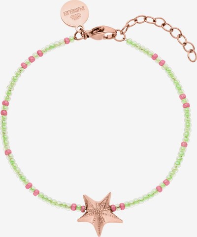 PURELEI Armband 'Cheerful' in de kleur Rose-goud / Lichtgroen / Pink, Productweergave