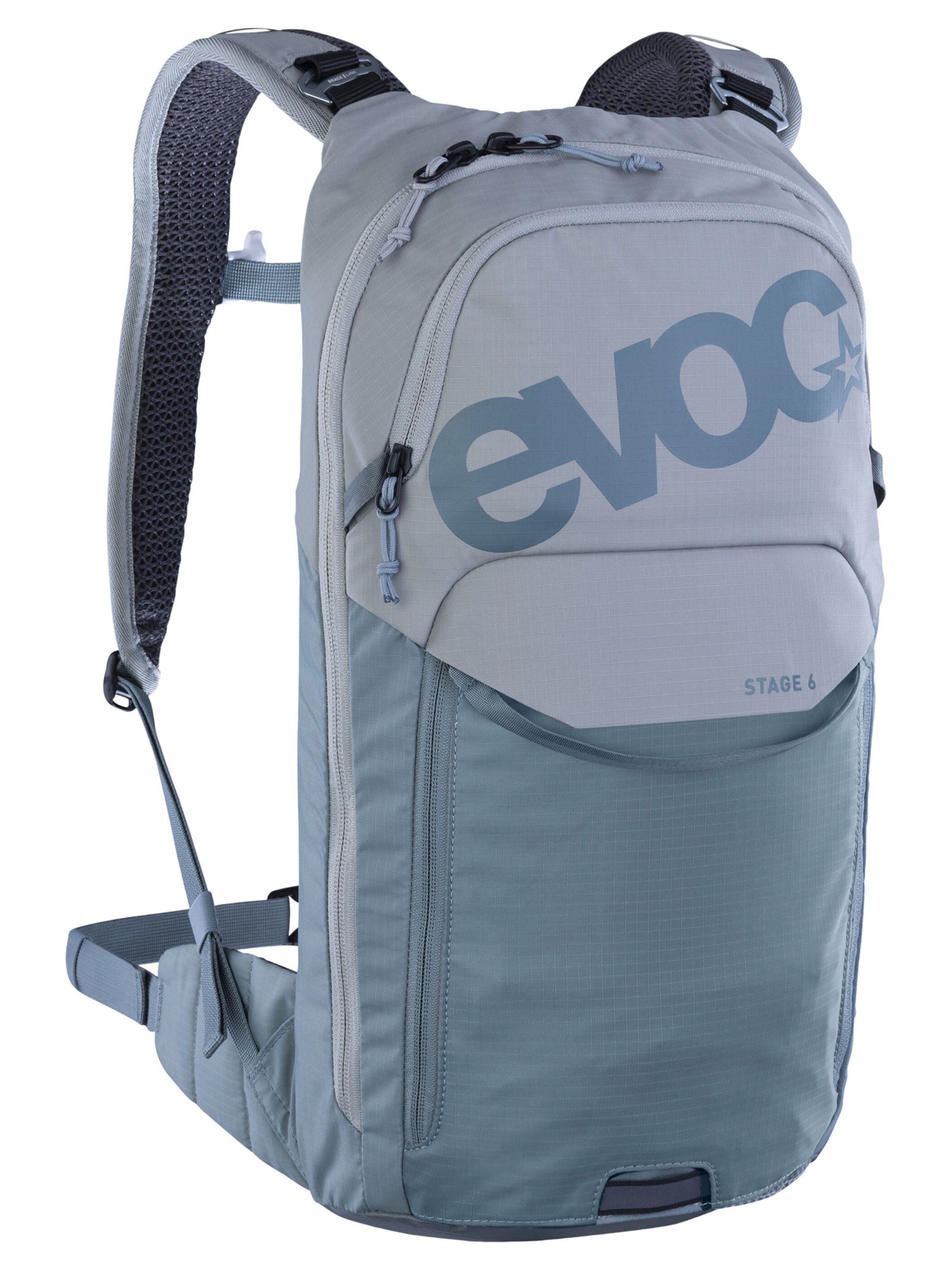 EVOC Rucksack 'STAGE 6 + HYDRATION BLADDER 2' in Grau: Vorderseite