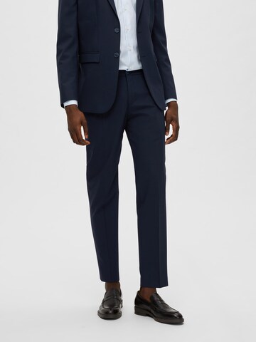 SELECTED HOMME Slim fit Trousers with creases 'Elon' in Blue: front