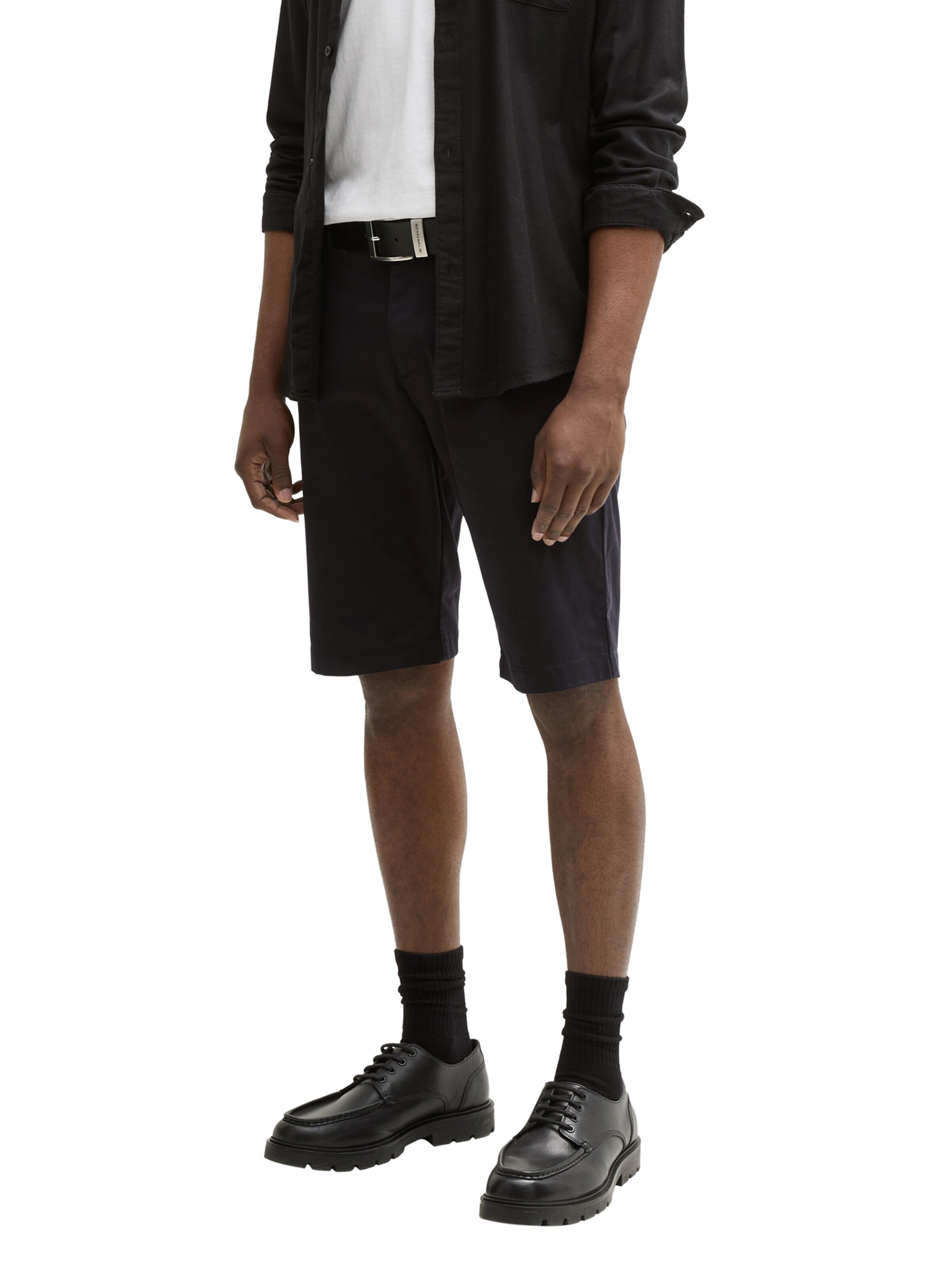 TOM TAILOR DENIM Regular Shirt in Zwart: voorkant