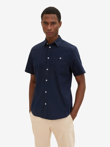 Coupe regular Chemise TOM TAILOR en bleu : devant