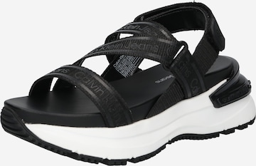 Calvin Klein Jeans Strap Sandals in Black: front