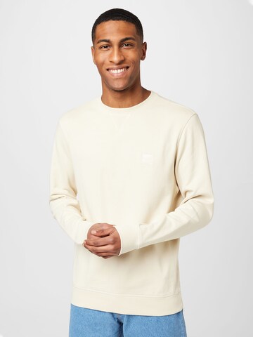 BOSS Sweatshirt 'Westart' i beige: framsida