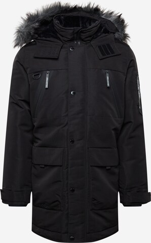 HOLLISTER Zimska jakna | črna barva: sprednja stran