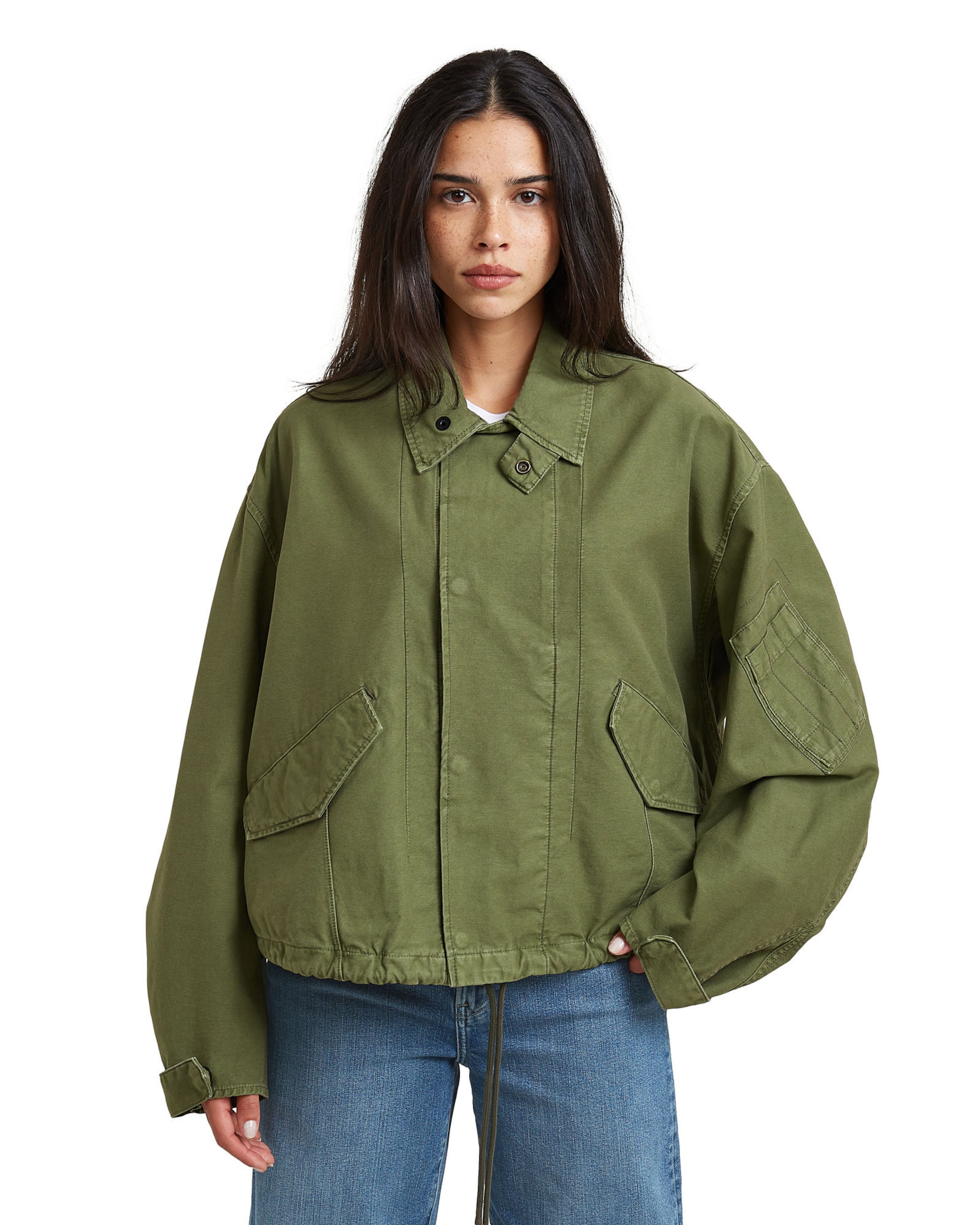 G-STAR Jacket - 'Oversized Cropped Jacket' in Grün: Vorderseite