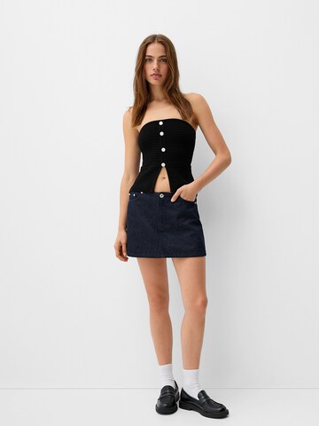 Bershka Gebreide top in Zwart