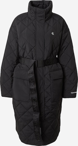 Calvin Klein Jeans Ανοιξιάτικο και φθινοπωρινό παλτό 'BELTED QUILTED COAT' σε μαύρο: μπροστά
