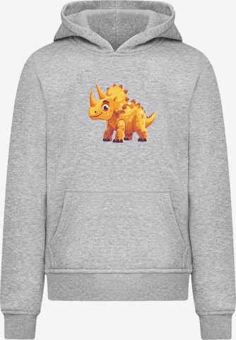 F4NT4STIC Sweatshirt 'Süßer Triceratops Dinosaurier' in Grau: Vorderseite