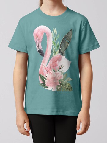 watabout.kids Shirt 'Flamingo mit Blumen' in Groen