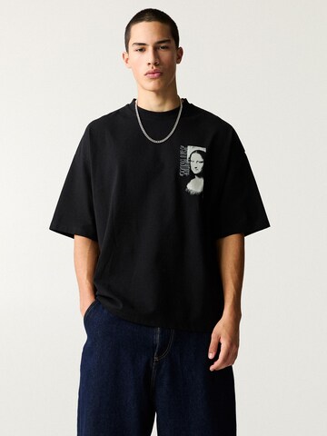 T-Shirt 'MONA LISA' Pull&Bear en noir