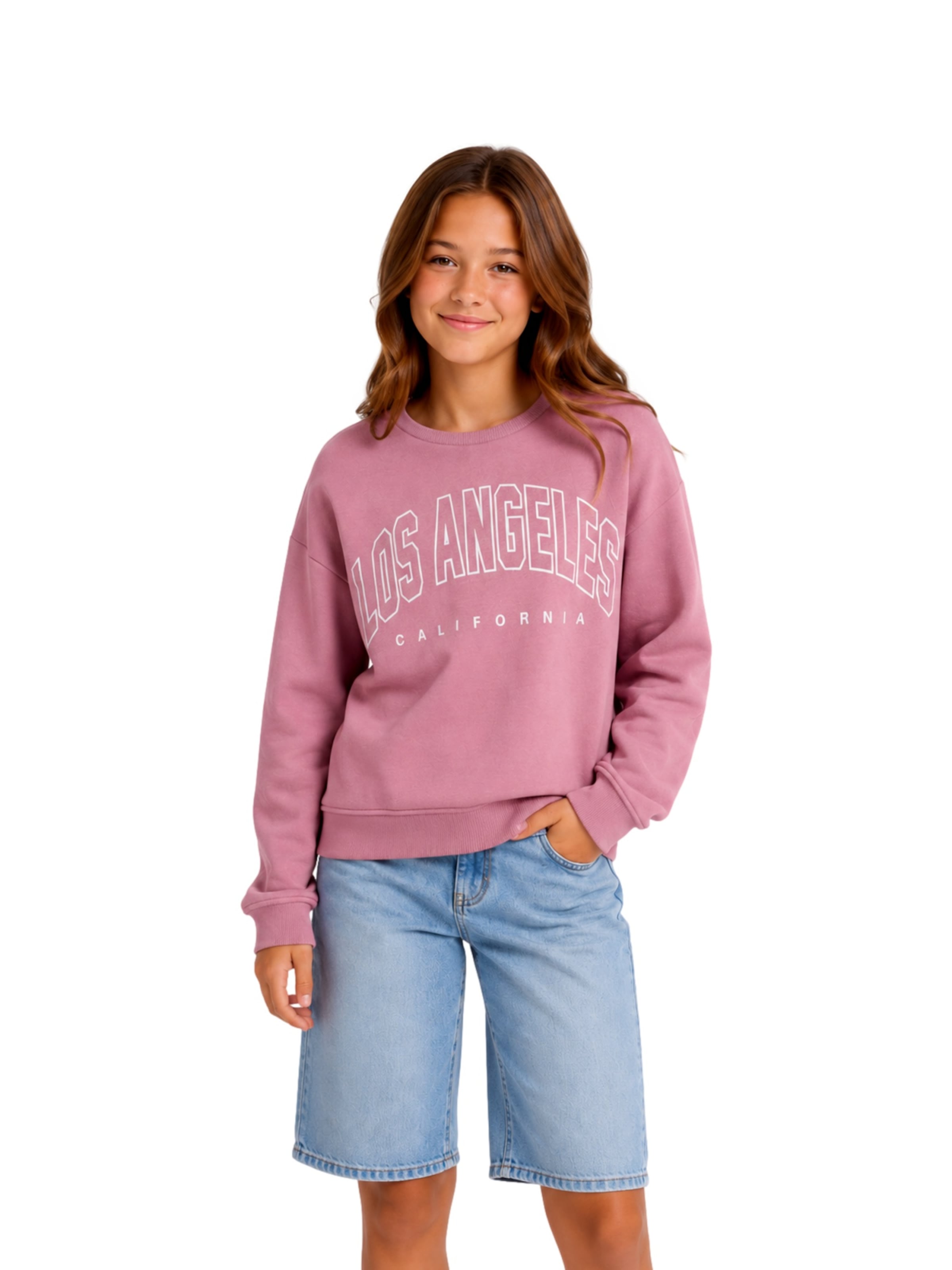 Sweat-shirt 'KOGSWEAT' ONLY GIRLS en rose : devant