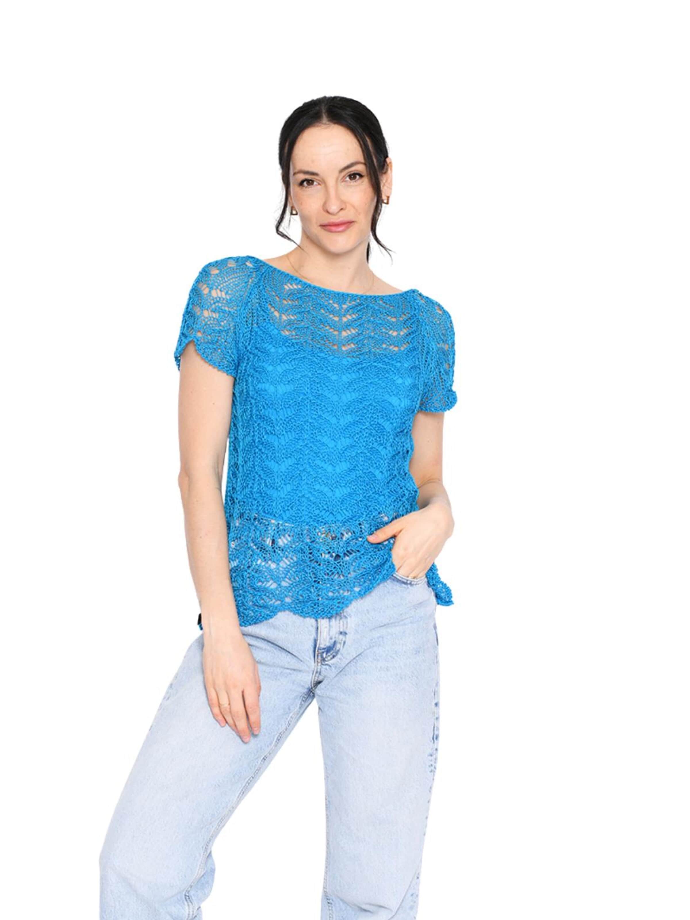 Süel knitwear - Top de punto 'Twin Lace' en azul