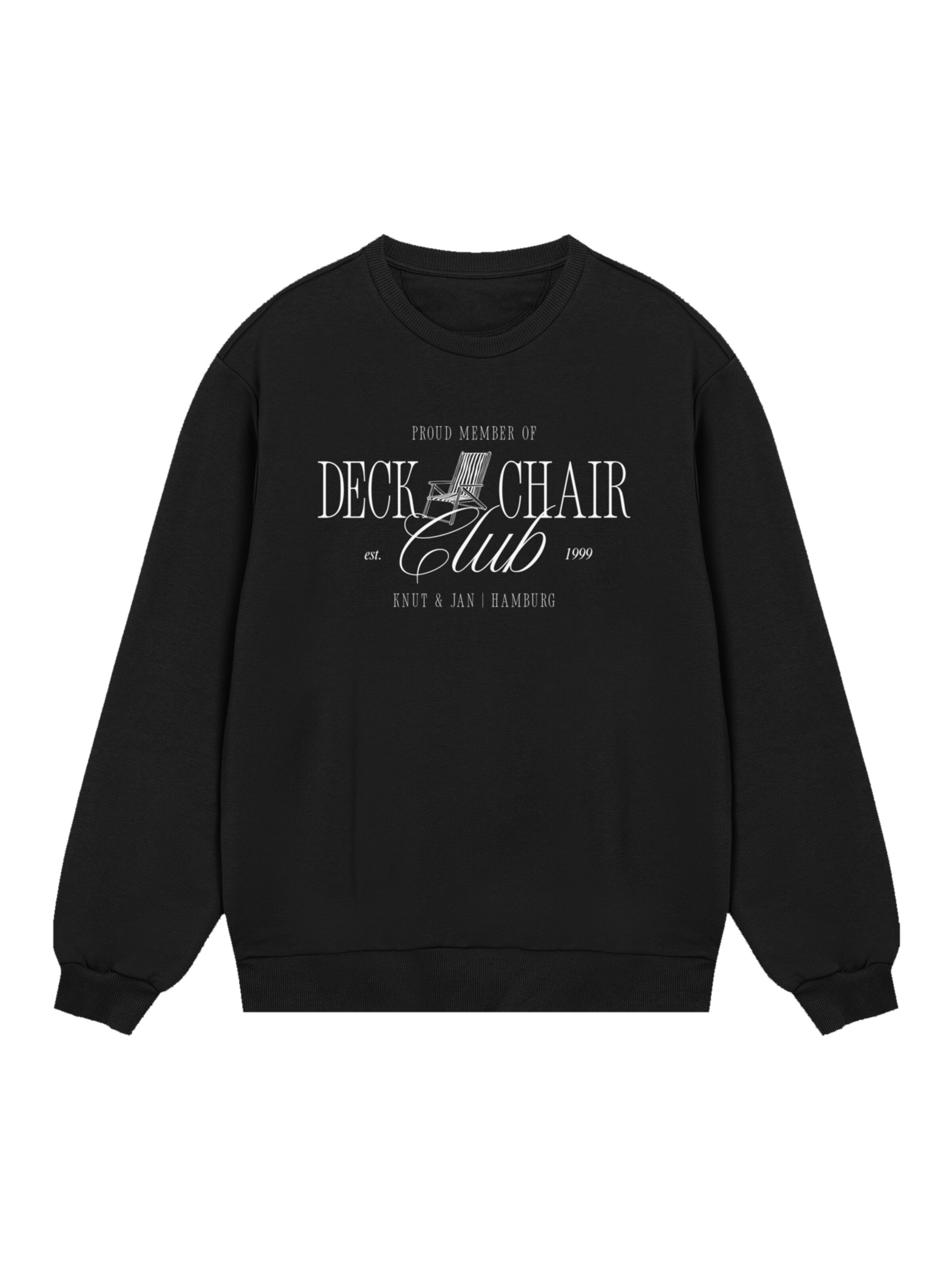 F4NT4STIC Sweatshirt 'Deck Chair Club Knut und Jan' in Black: front