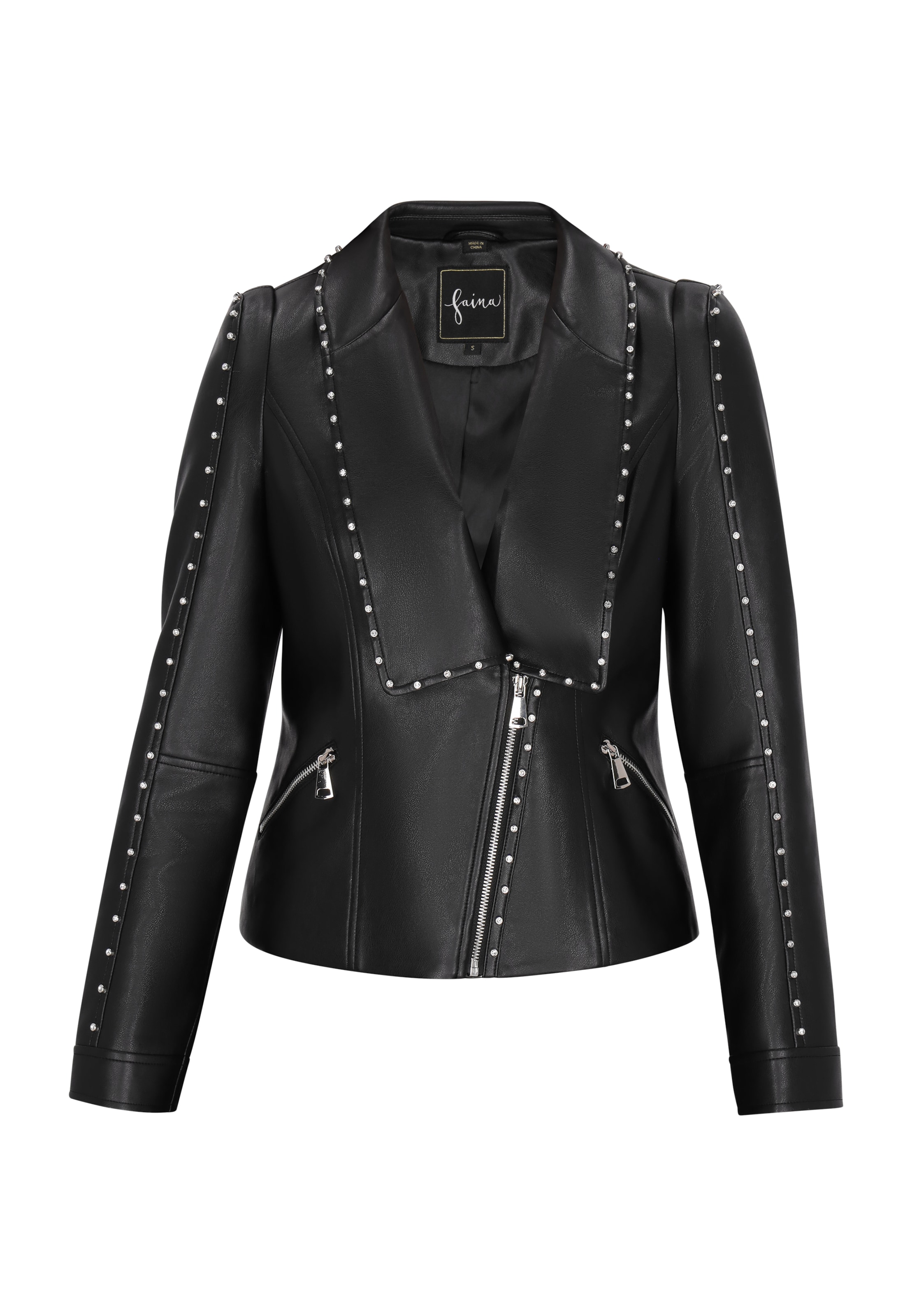 faina Φθινοπωρινό και ανοιξιάτικο μπουφάν 'Fashion Look' σε μαύρο: μπροστά