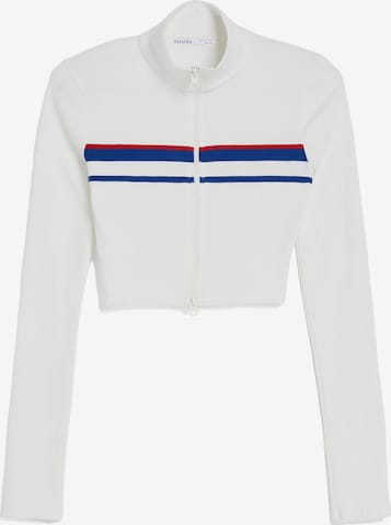 Bershka Sweat jacket in White: front