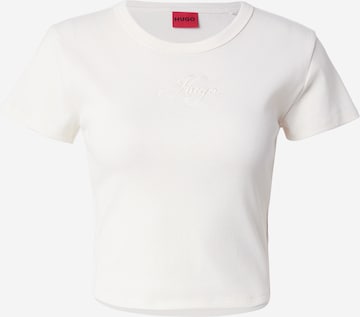 HUGO T-shirt 'Delanor' i vit: framsida