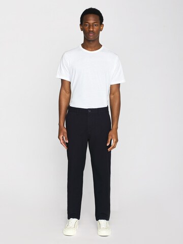 KnowledgeCotton Apparel Regular Chino Pants 'Chuck' in Blue: front