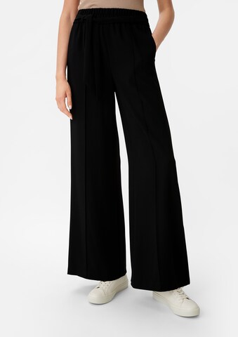 Wide Leg Pantalon à plis COMMA en noir : devant
