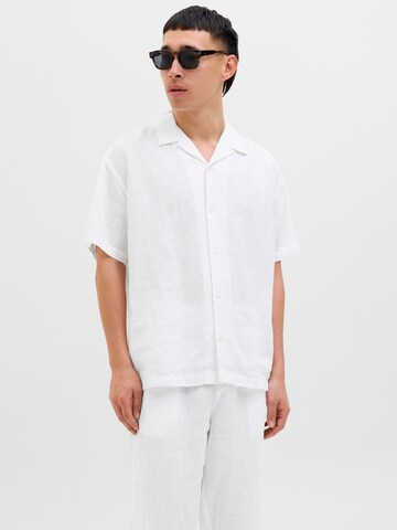 JACK & JONES Comfort fit Button Up Shirt in White: front