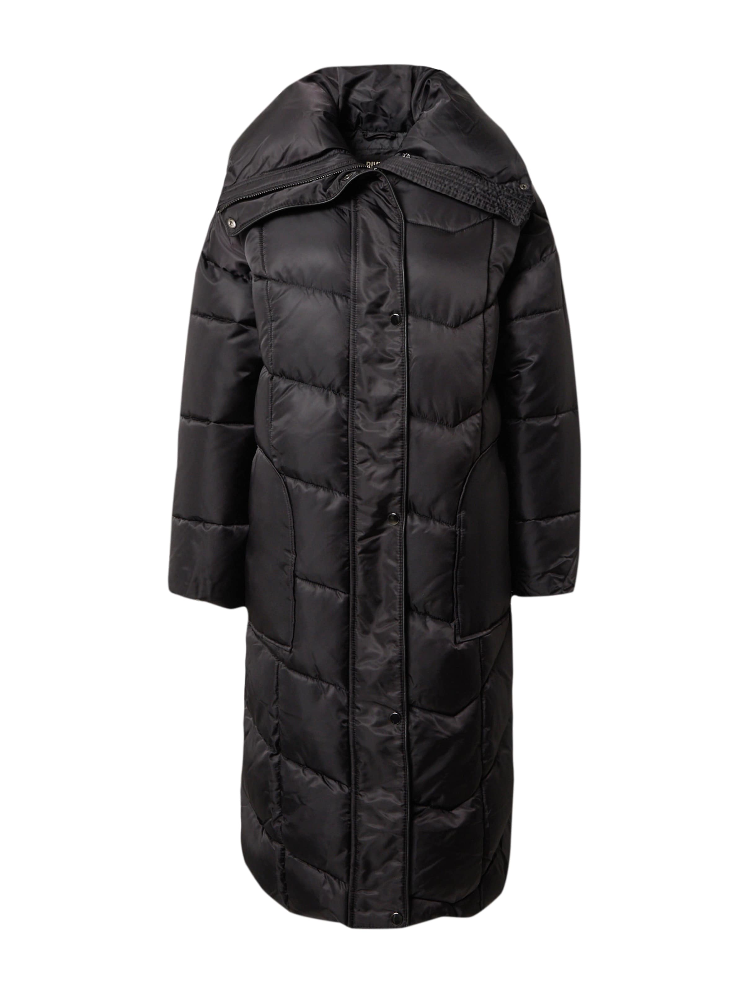 melns River Island Ziemas mētelis: no priekšpuses