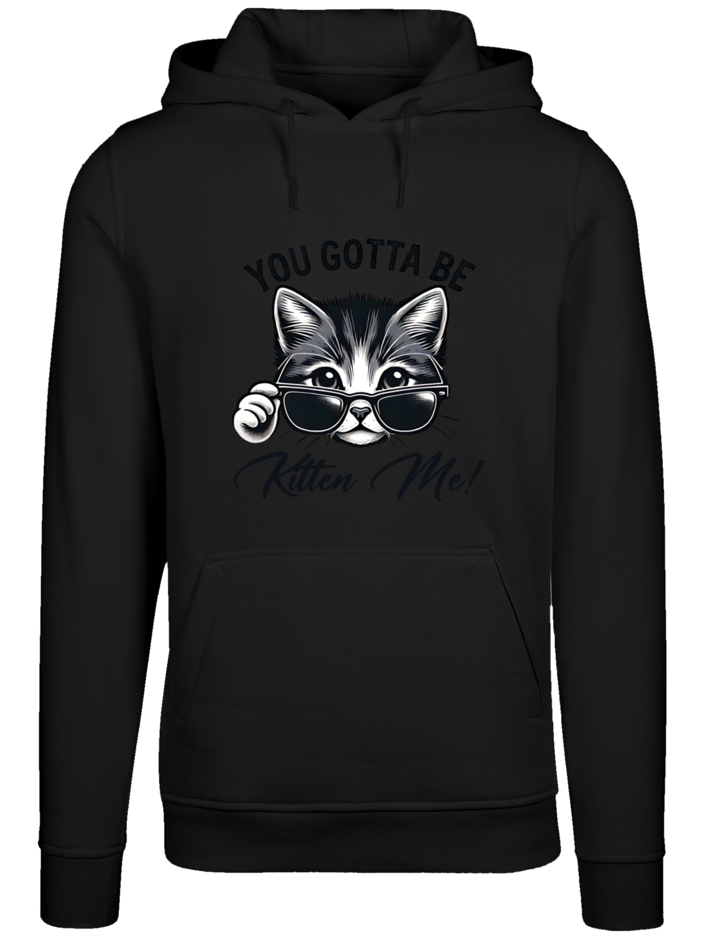 Sweat-shirt 'Kätzchen You Gotta Be Kitten Me!' F4NT4STIC en noir : devant