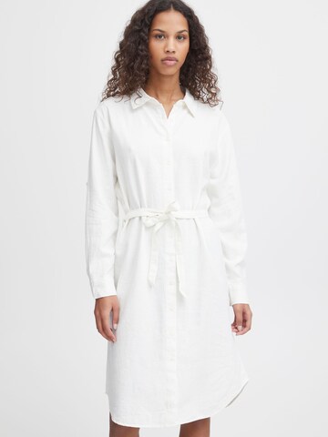 ICHI - Vestido camisero ' Lino ' en blanco: frente