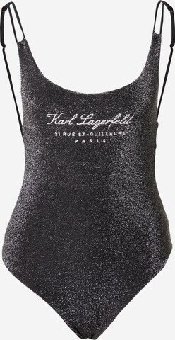 Karl Lagerfeld Bralette Swimsuit in Black: front