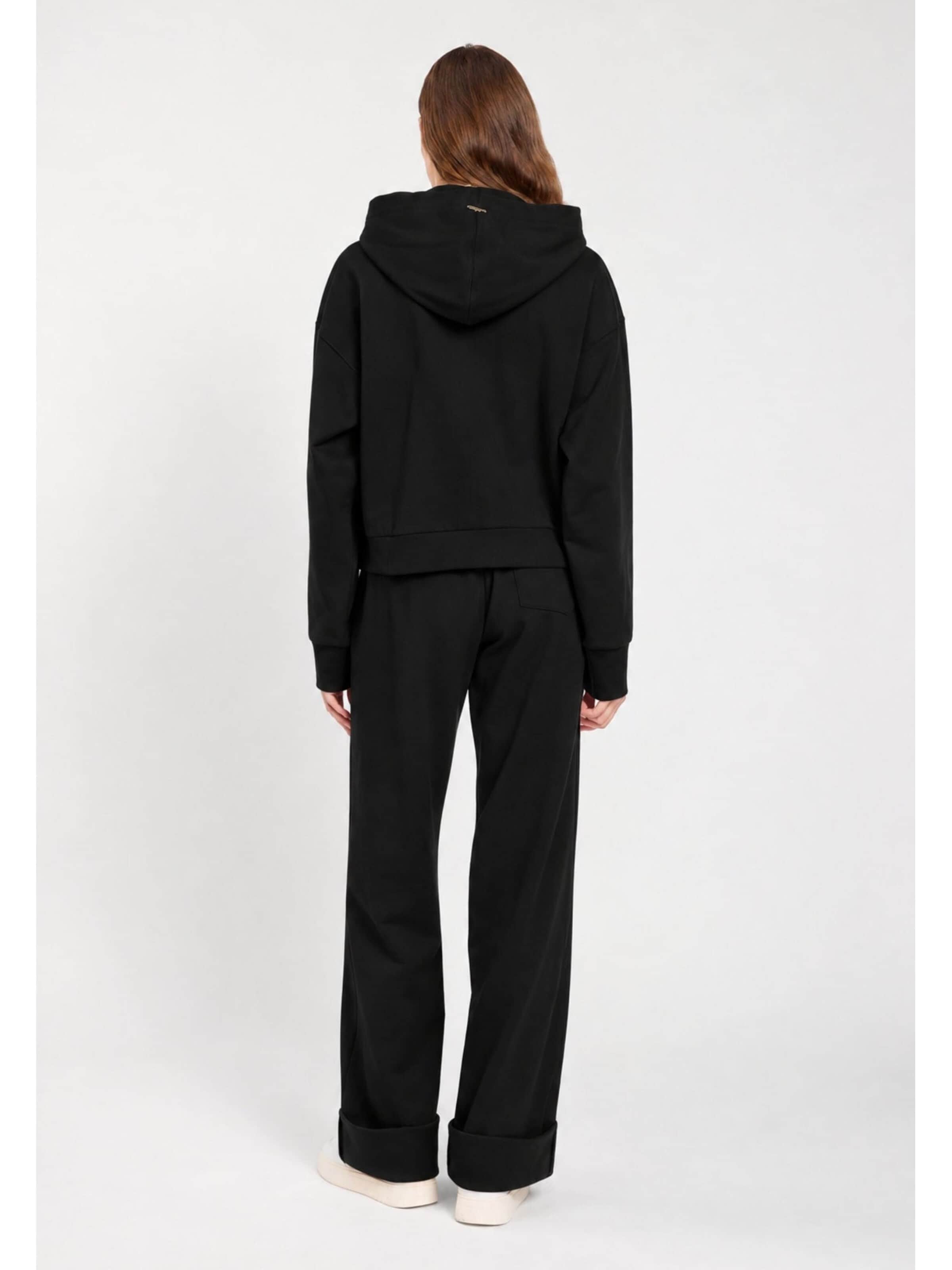 Twinset Träningsdräkt 'Tracksuit Set with Sweatshirt and Wide Leg Trousers' i svart