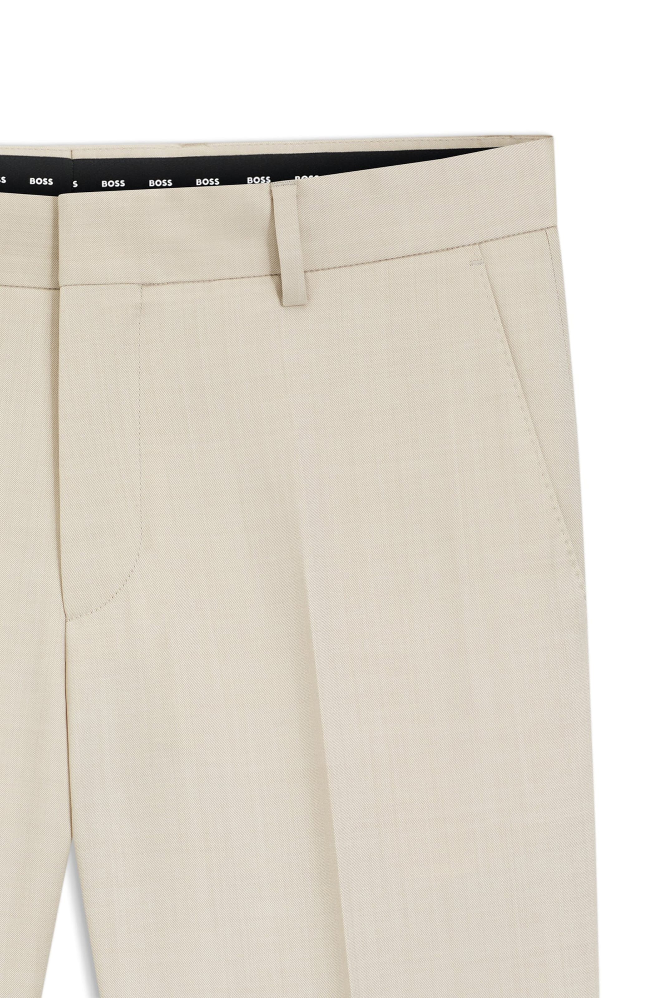 BOSS Slim fit Pleated Pants 'Genius' in Beige