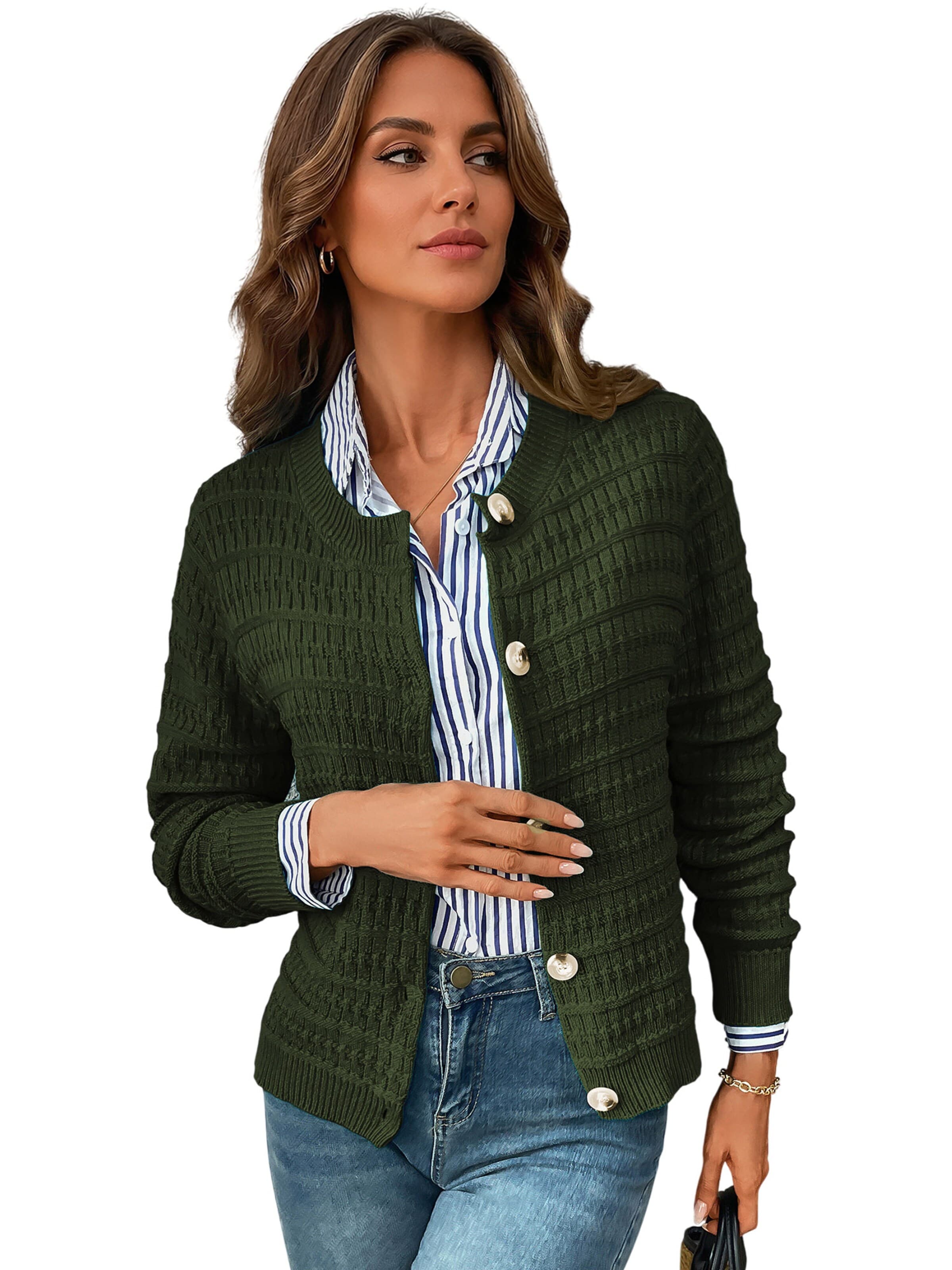 Magicshe Knit Cardigan 'Strickjacke' in Green: front