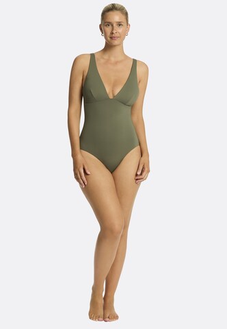 SEA LEVEL Triangel Badeanzug 'Essentials Longline' in Grün