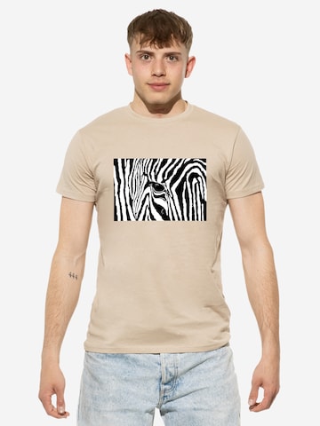 Cotton Prime T-Shirt 'Black & White Zebra Eye' in Beige: Vorderseite