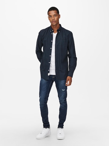 Coupe regular Chemise 'Neil' Only & Sons en bleu