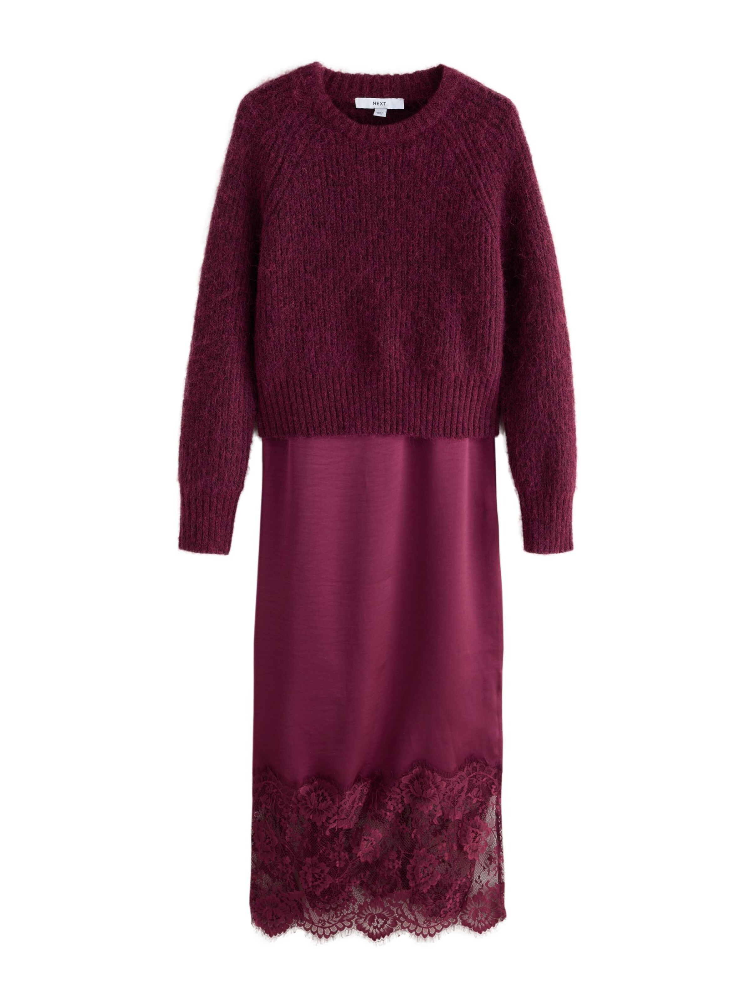 Next Set: Kleid und Pullover in Rot: Vorderseite