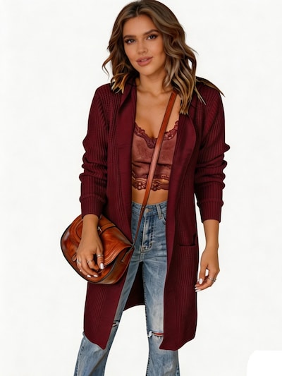 KoJooin Knit Cardigan in S in Wine red, Item view