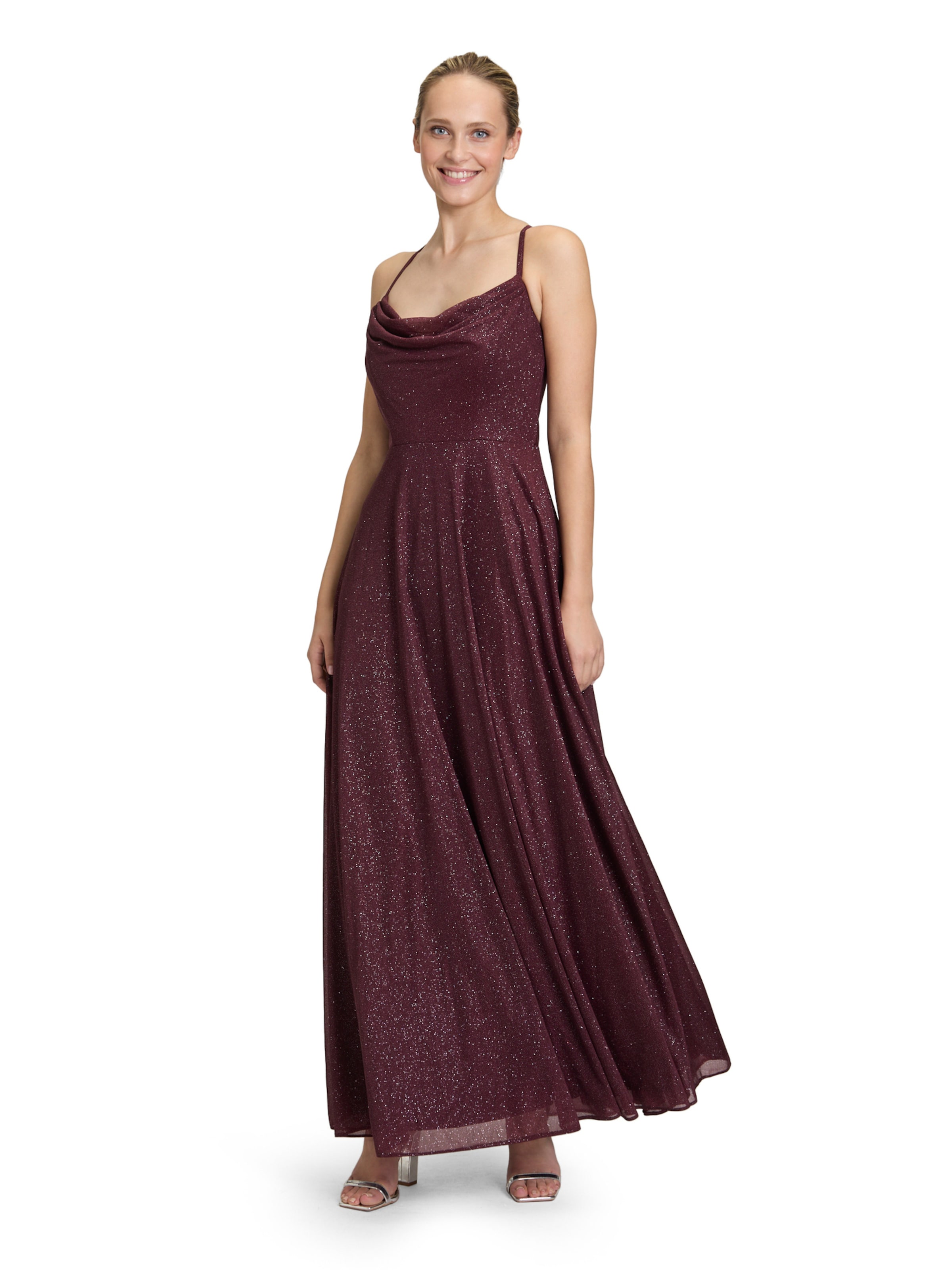 Vera Mont Abendkleid mit Wasserfallausschnitt in Rot: Vorderseite