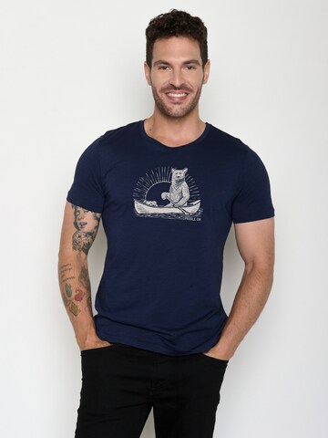 GREENBOMB Shirt 'Spice Bear Canoe' in Blauw: voorkant